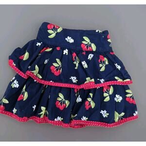 VTG Gymboree Cherry Cute‎ Blue Red White Blossoms Layered Skirt Size 5